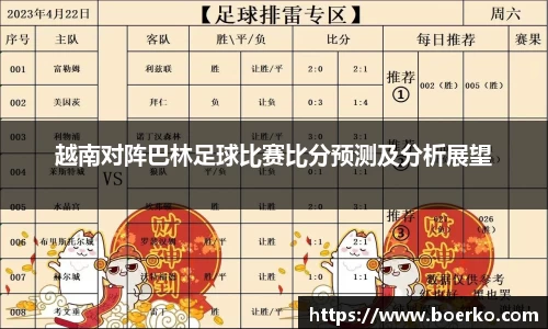 越南对阵巴林足球比赛比分预测及分析展望